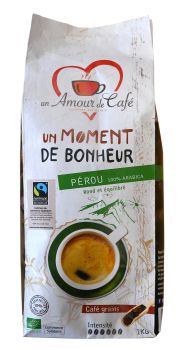 Café grain bio Max Havelaar - Un moment de bonheur - Pérou 1kg