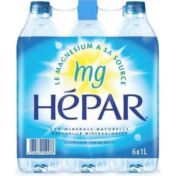 Eau d Hépar, pack de 6 bouteilles de 1 litre