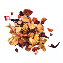 feuilles de tisane pomme, framboise, hibiscus