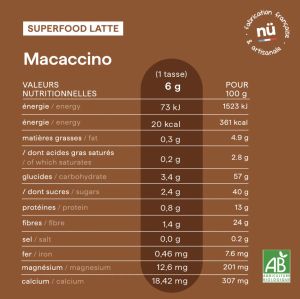 Macaccino Chocolat Bio en Poudre 