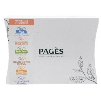 PAGES Coffret bois assortiment de thés et infusions bio 60 sachets 105g pas  cher 